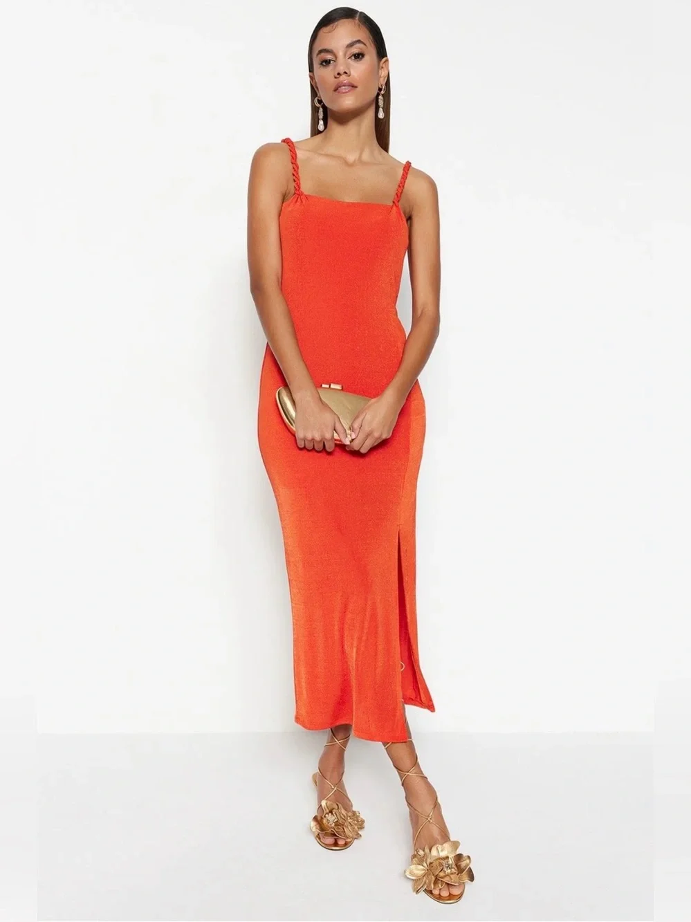 Boutique Vibrant Orange Maxi Dress